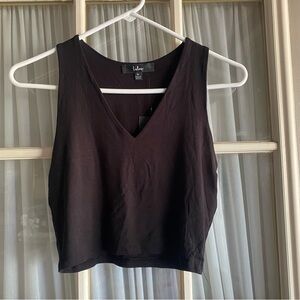 Lulu's Black V-Neck Crop Top